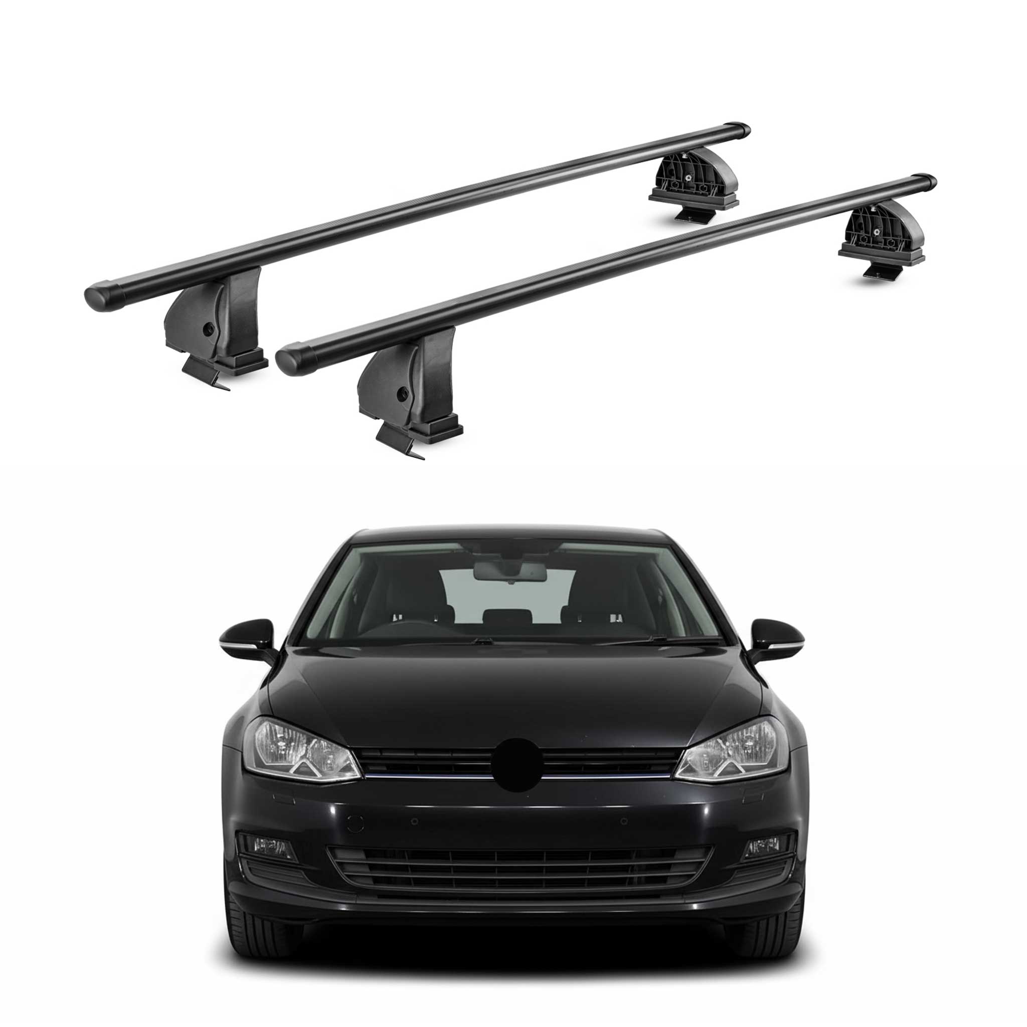 Barres de toit acier pour VW Golf mk7 HB Break 2012-2020 5Portes TÜV Noir 2Pcs