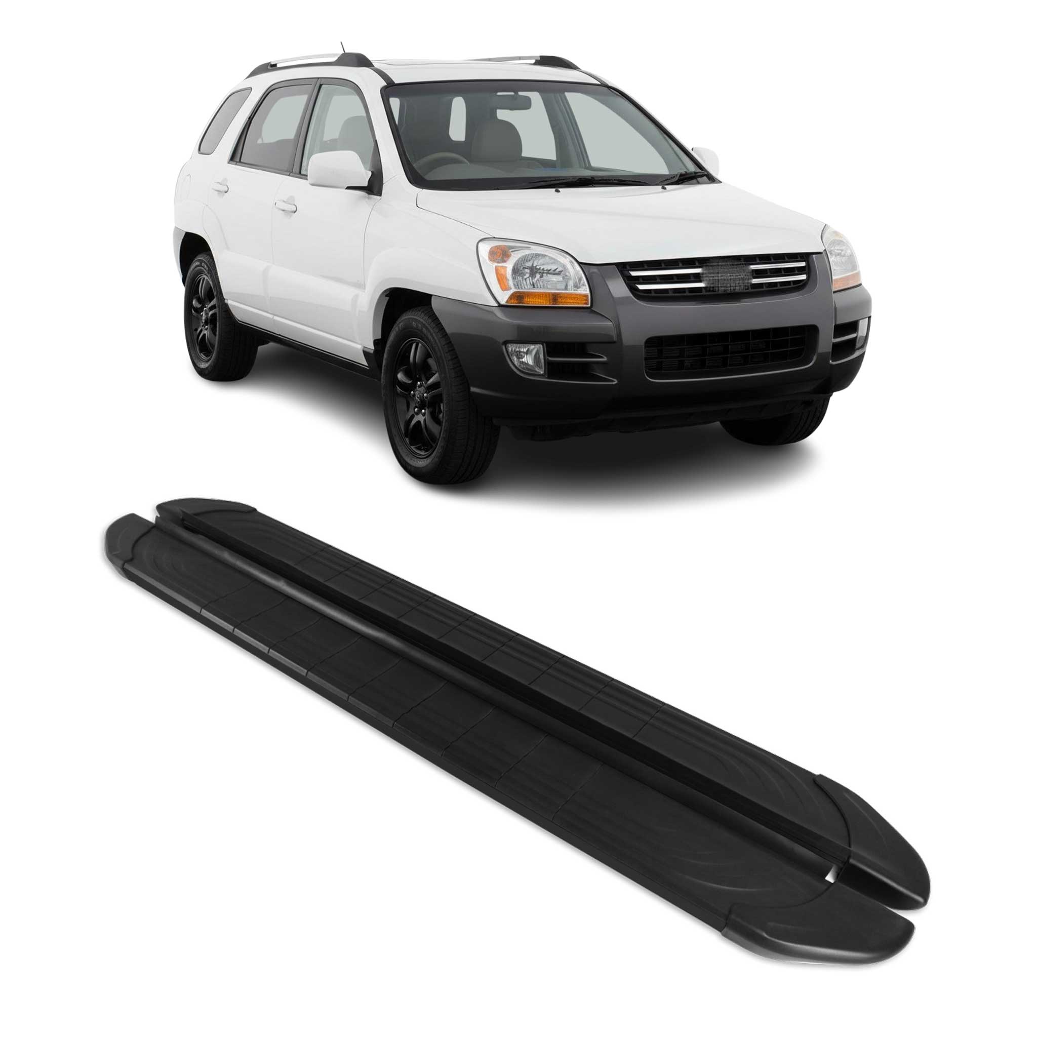 Marchepieds Latéraux pédale pour Kia Sportage 2004-2010 2Pcs Aluminium Noir