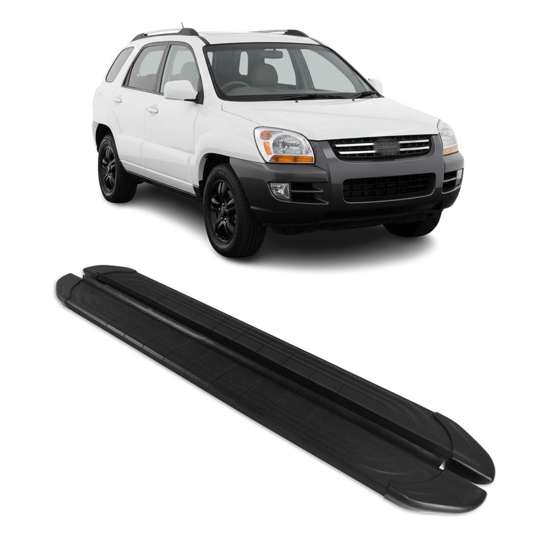 Marchepieds Latéraux pédale pour Kia Sportage 2004-2010 2Pcs Aluminium Noir