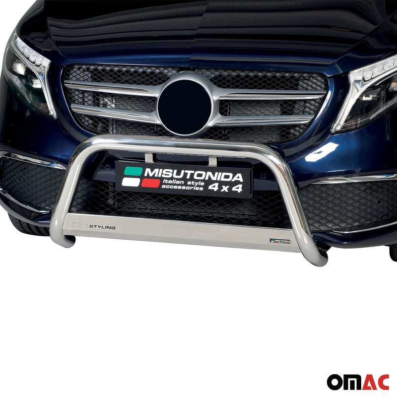 Pare-buffle Avant pour Mercedes Classe V 2020-2025 63mm Acier Inoxydable Argent