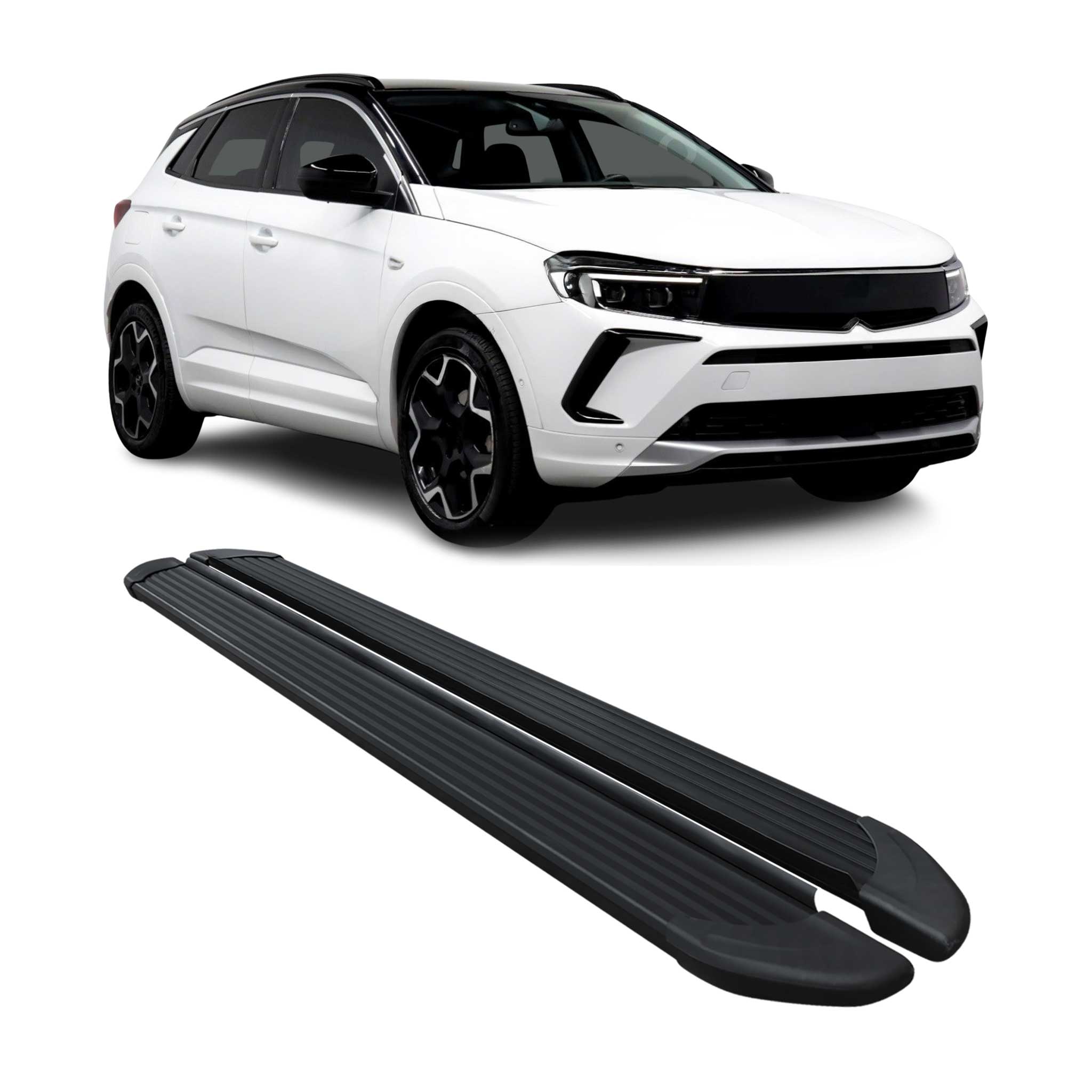 Marchepieds Latéraux pédale pour Opel Grandland 2021-2024 Noir Aluminium 2Pcs