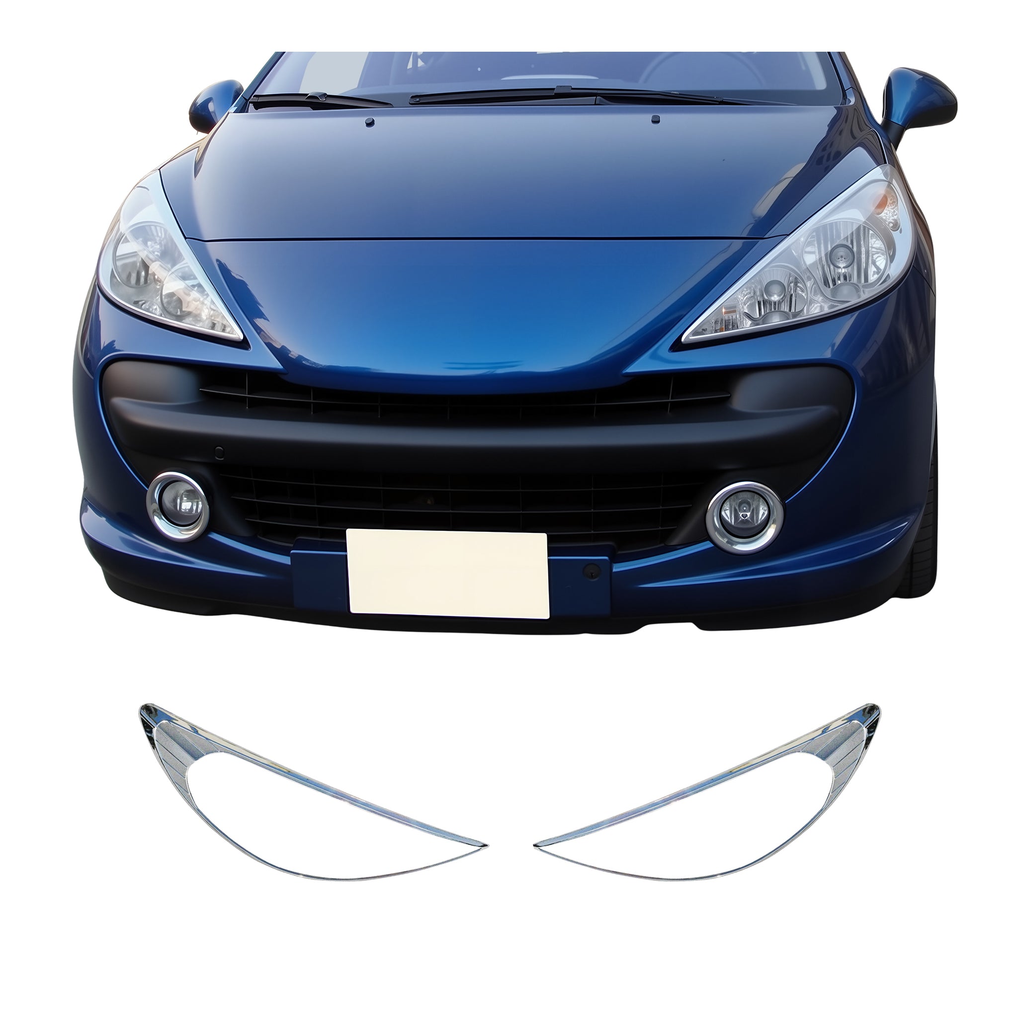 Cadres De Phare Avant pour Peugeot 207 2006-2012 ABS Chromé 2 Pcs