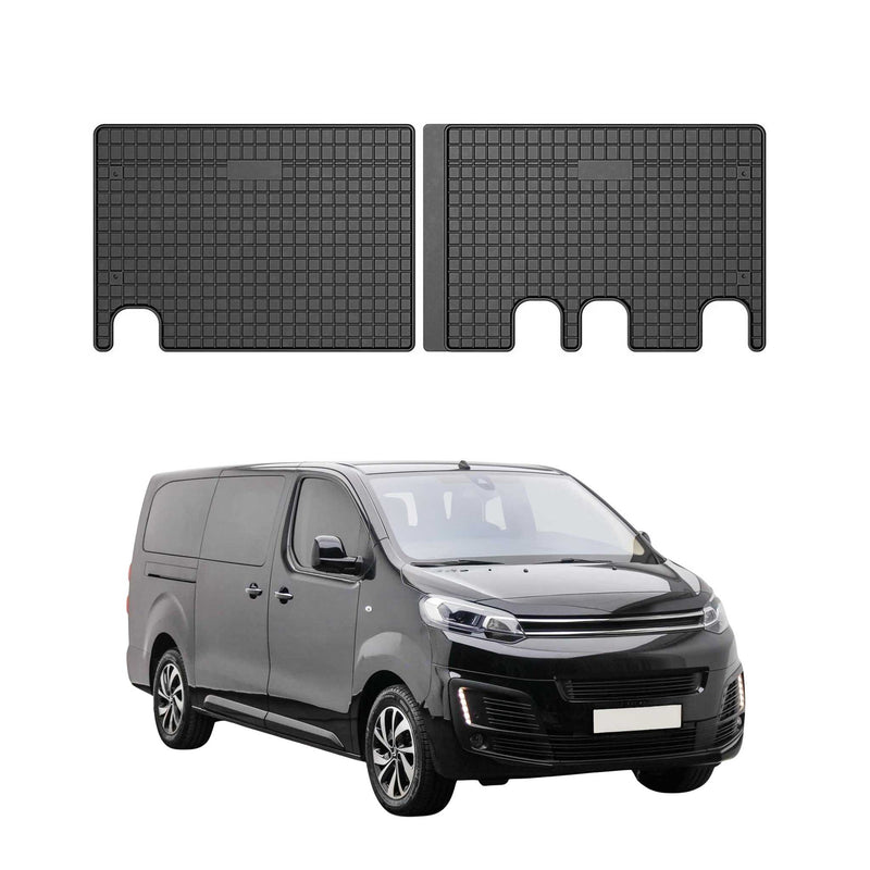 Tapis de Sol pour Citroen Jumpy 2016-2025 2ème rangée en Caoutchouc Noir