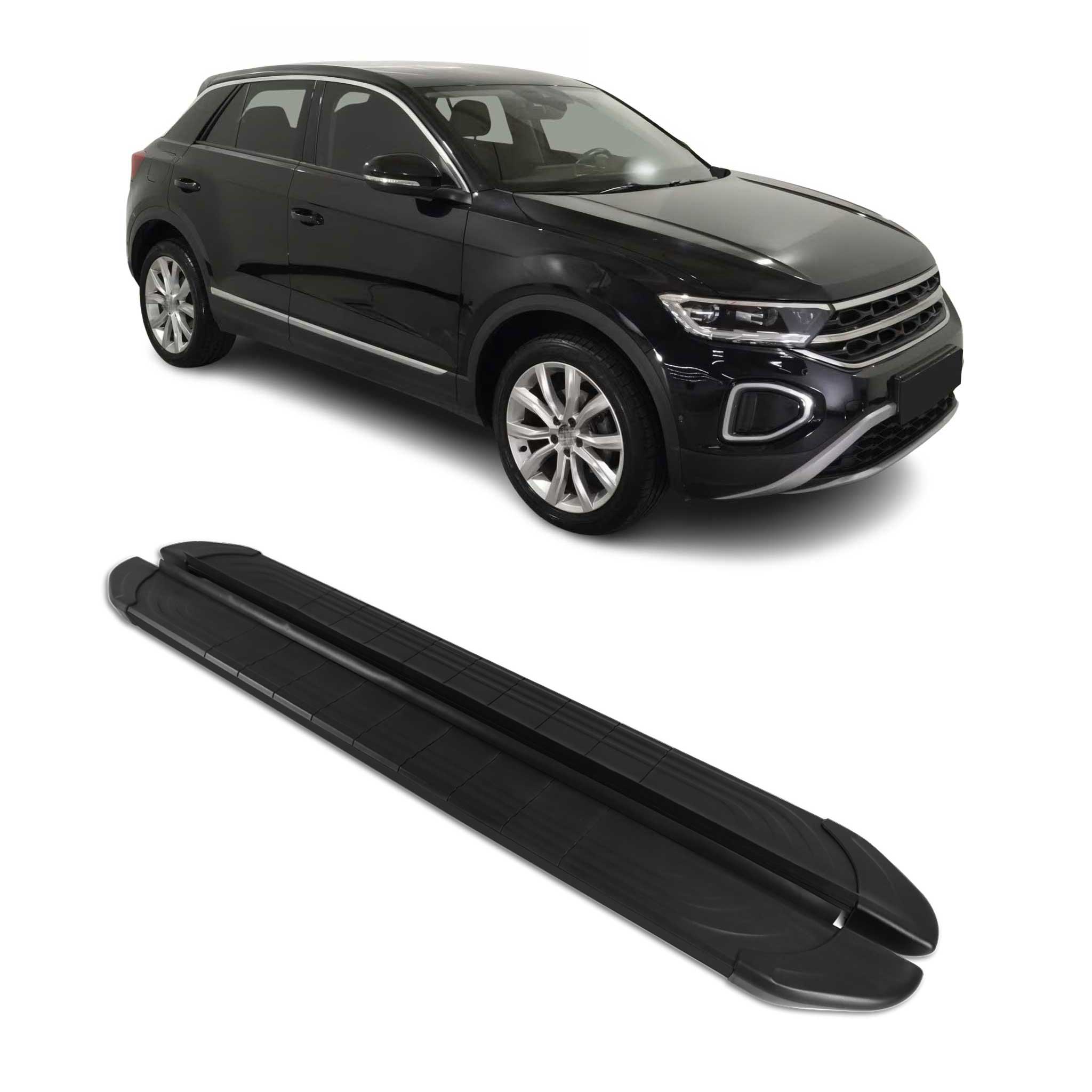 Marchepieds Latéraux Pédale pour VW T-Roc 2017-2025 Alu Noir 2 pièces