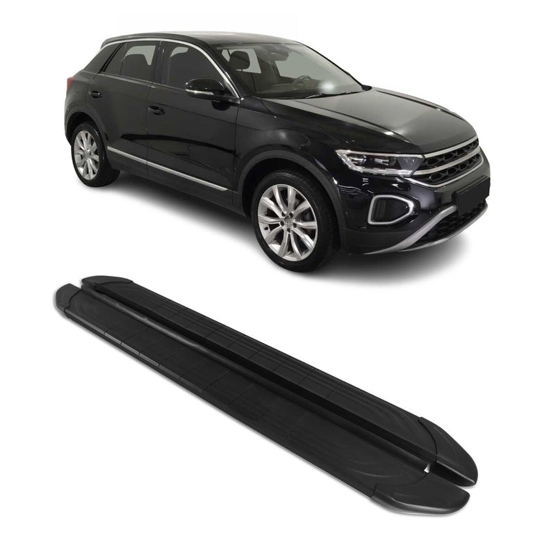 Marchepieds Latéraux Pédale pour Volkswagen T-Roc 2017-2025 Alu Noir 2 pièces
