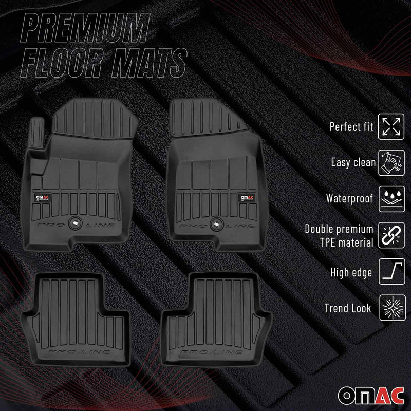 OMAC Tapis de sol en caoutchouc pour Jeep Compass 2007-2016 Noir Premium