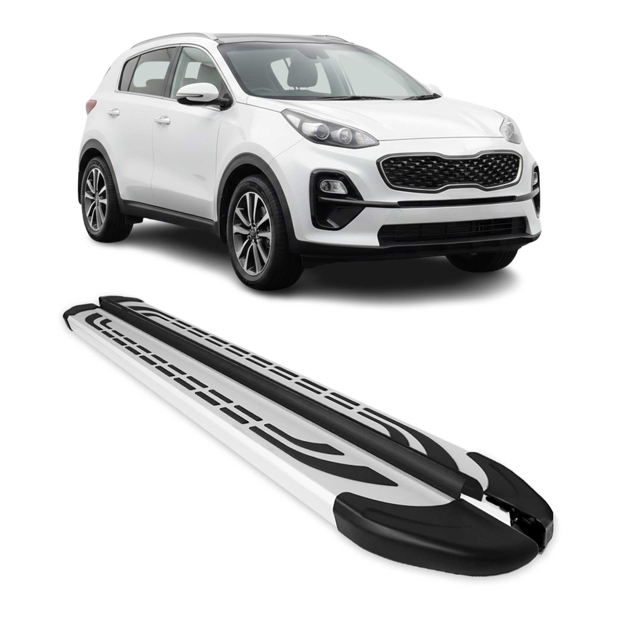 Marchepieds Latéraux pédale pour Kia Sportage 4 2016-2021 Aluminium Gris 2Pcs