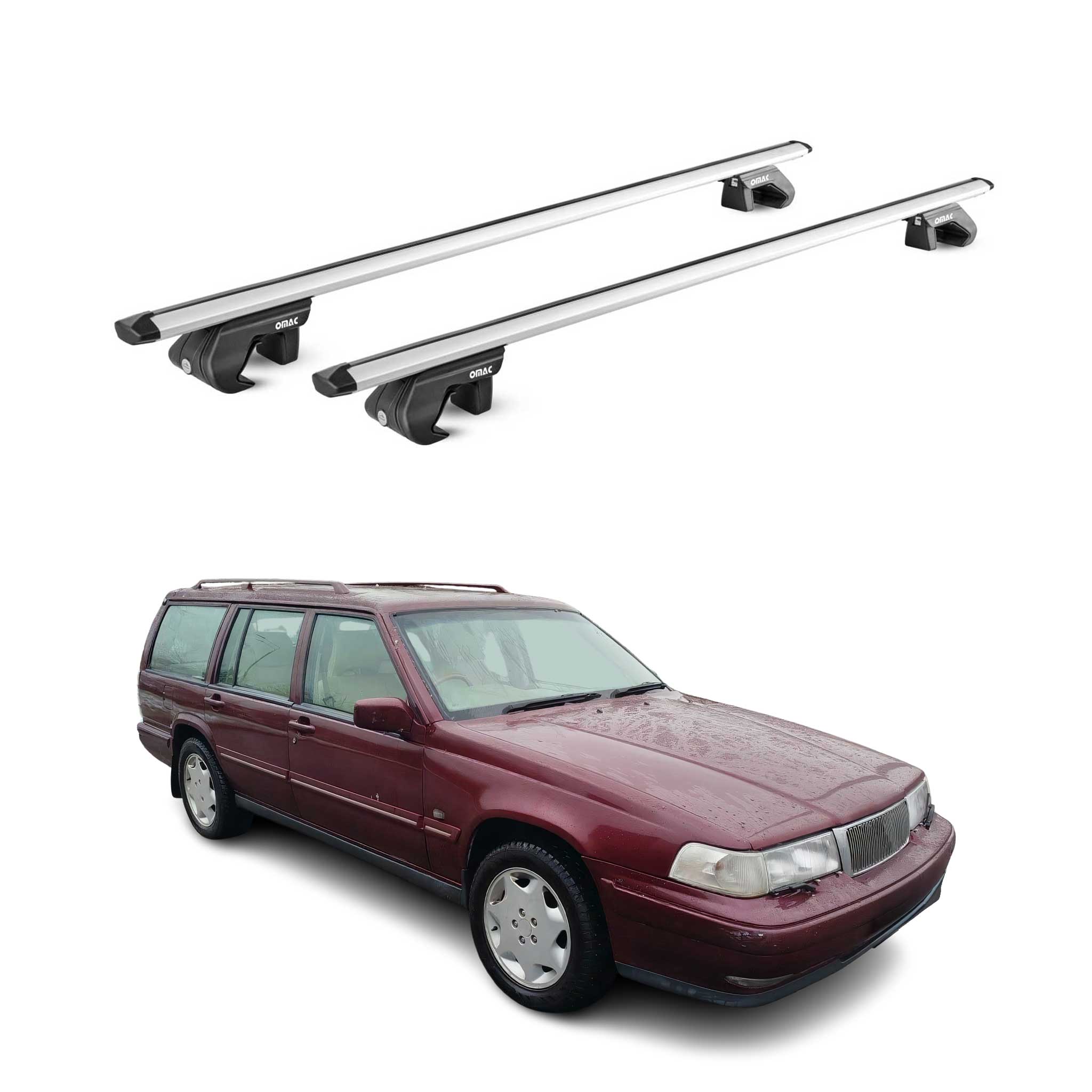 Barres de toit transversales ABE pour Volvo 960 1991-1998 5 P Alu Gris 2x
