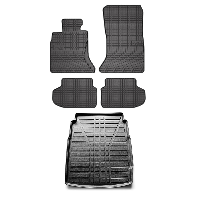 Kit Tapis de sol et coffre pour BMW Série 5 F10 F11 2010-2013 Noir TPE