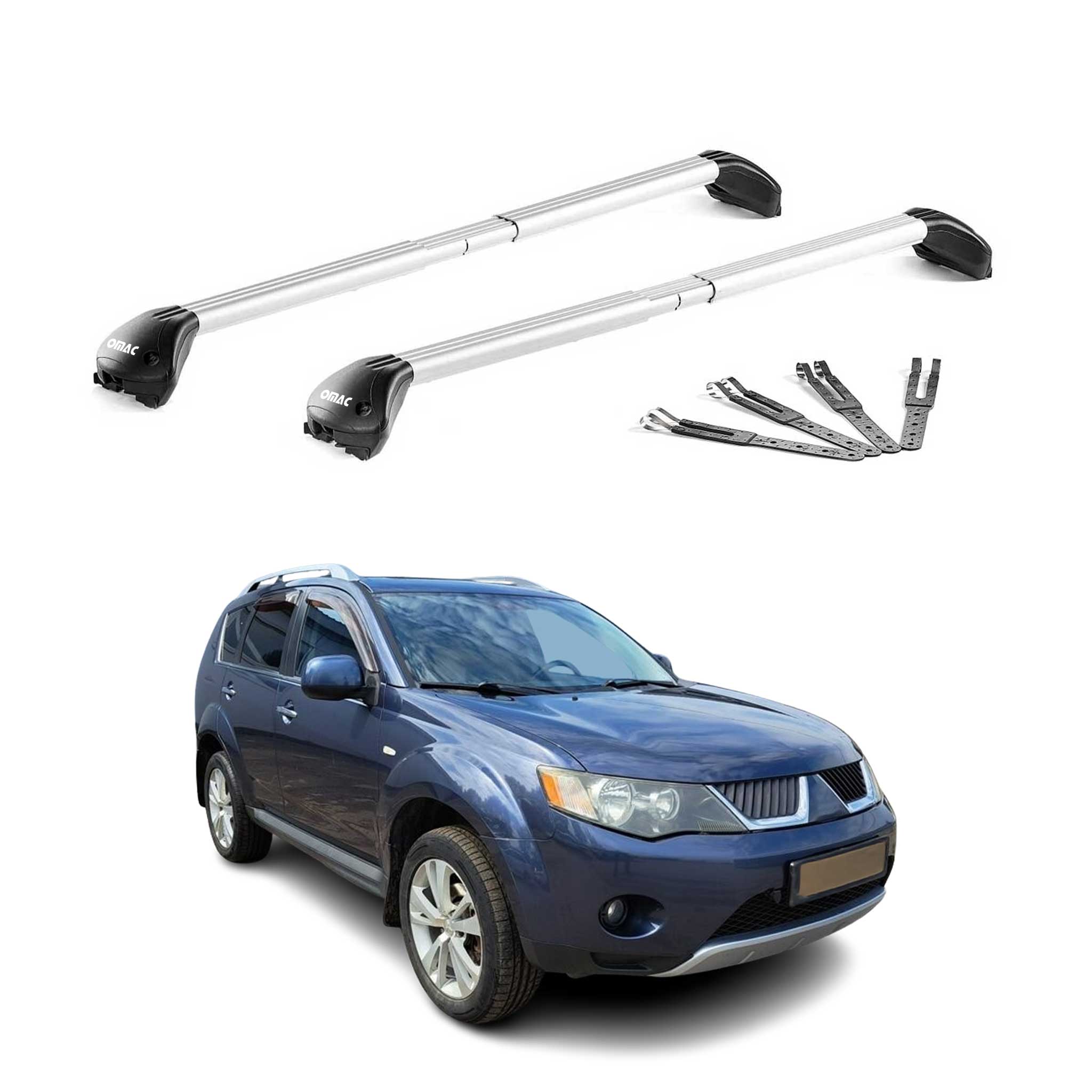 Barres de toit pour Mitsubishi Outlander II 2006-2012 Gris Argenté Aluminium ABE
