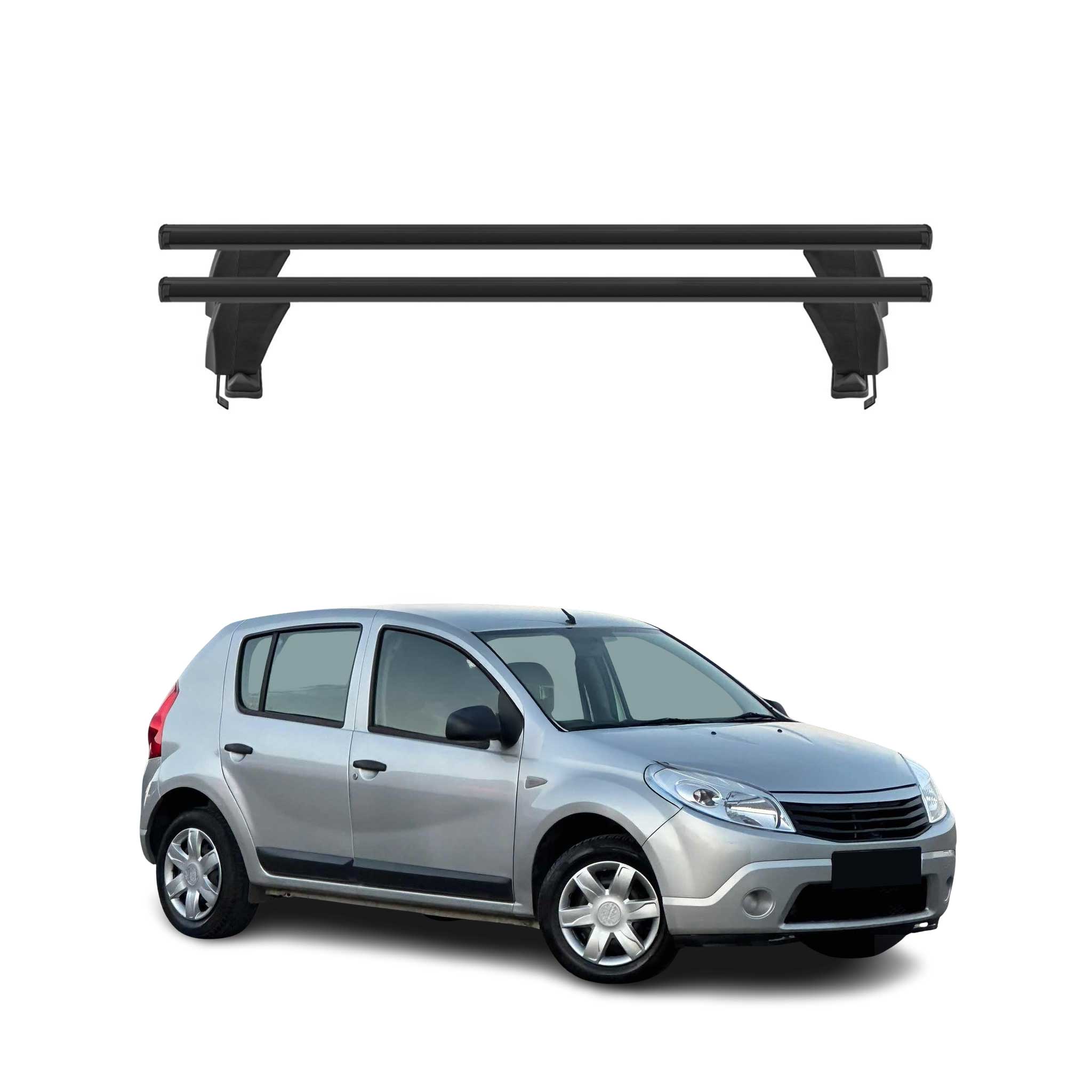 Menabo Barres de toit Transversales pour Dacia Sandero 2008-2012 Alu Noir 2x ABE