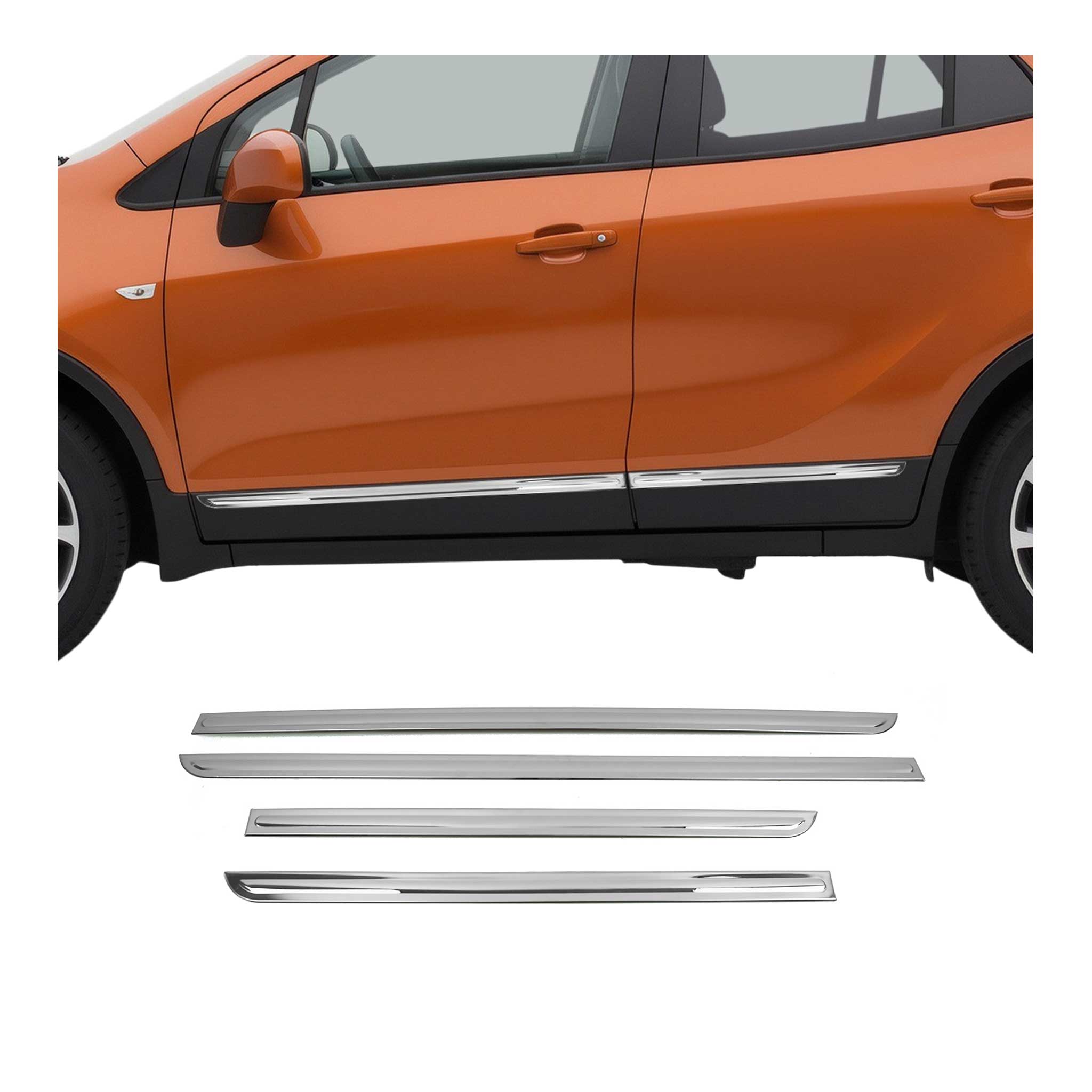 Garniture Baguette de porte latérale pour Opel Mokka X 2016-2020 chromé 4Pcs