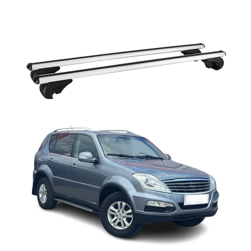 Barres de toit Transversales pour Ssangyong Rexton 2012-2024 Aluminium Argent
