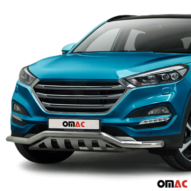 Pare-Buffle Avant Pour Hyundai Tucson 2015-2021 en Acier Inox Argent