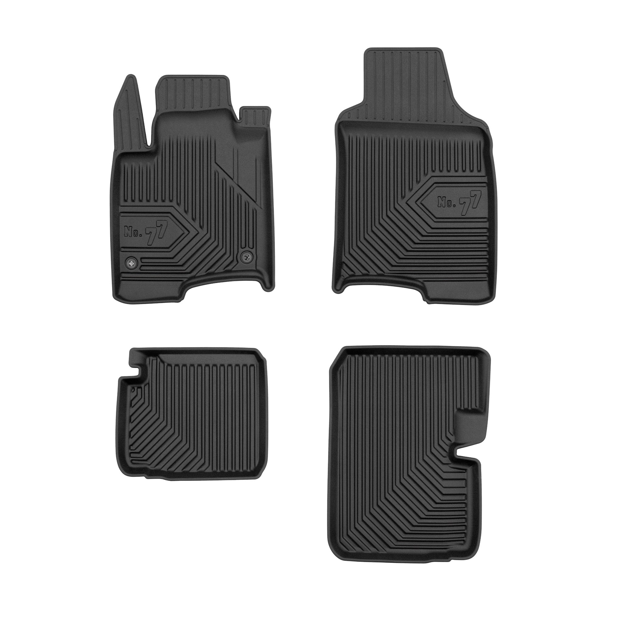 Tapis de Sol de Voiture No.77 pour Fiat Panda III Hybrid 2020-2026 TPE Noir 4Pcs