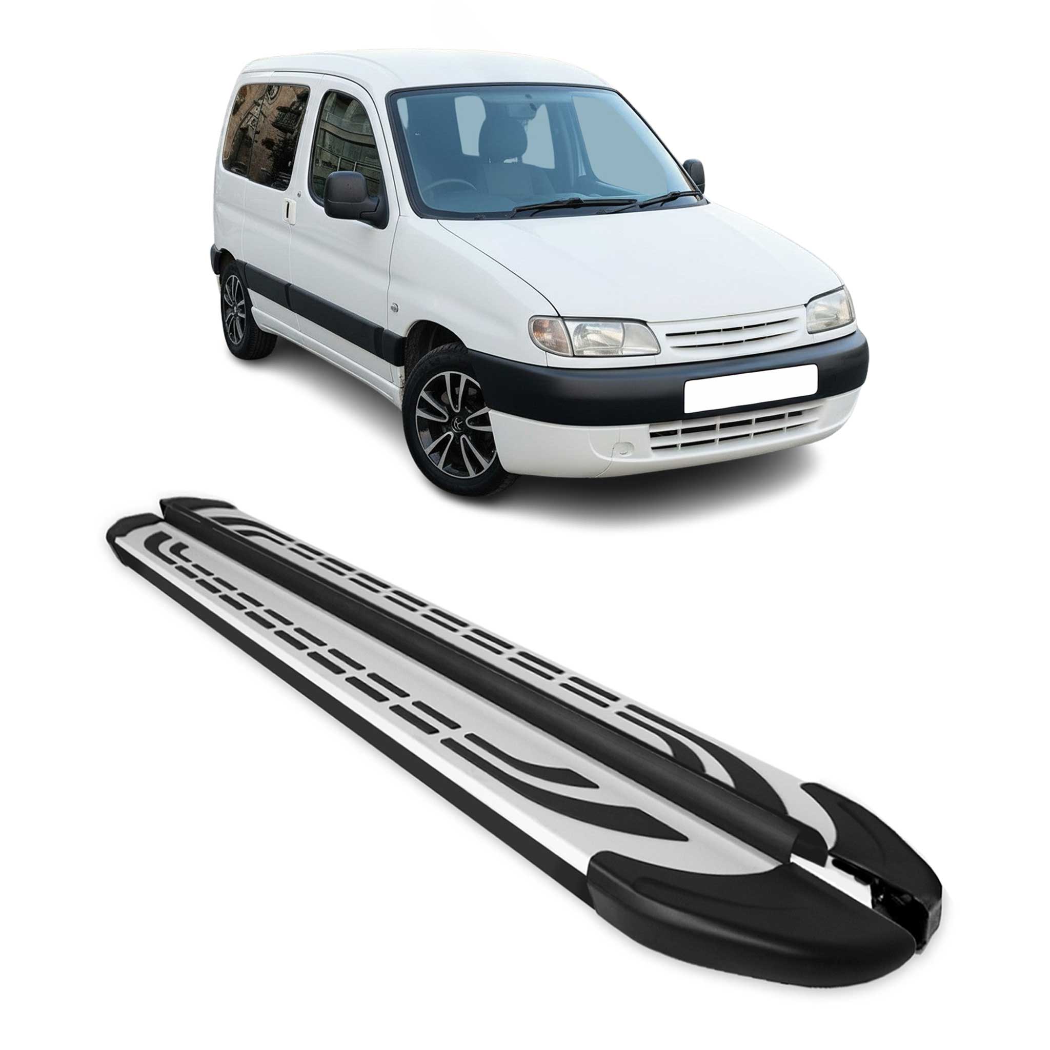 Marchepieds Latéraux pour Citroen Berlingo 1996-2008 L1 Aluminium Gris Noir 2Pcs
