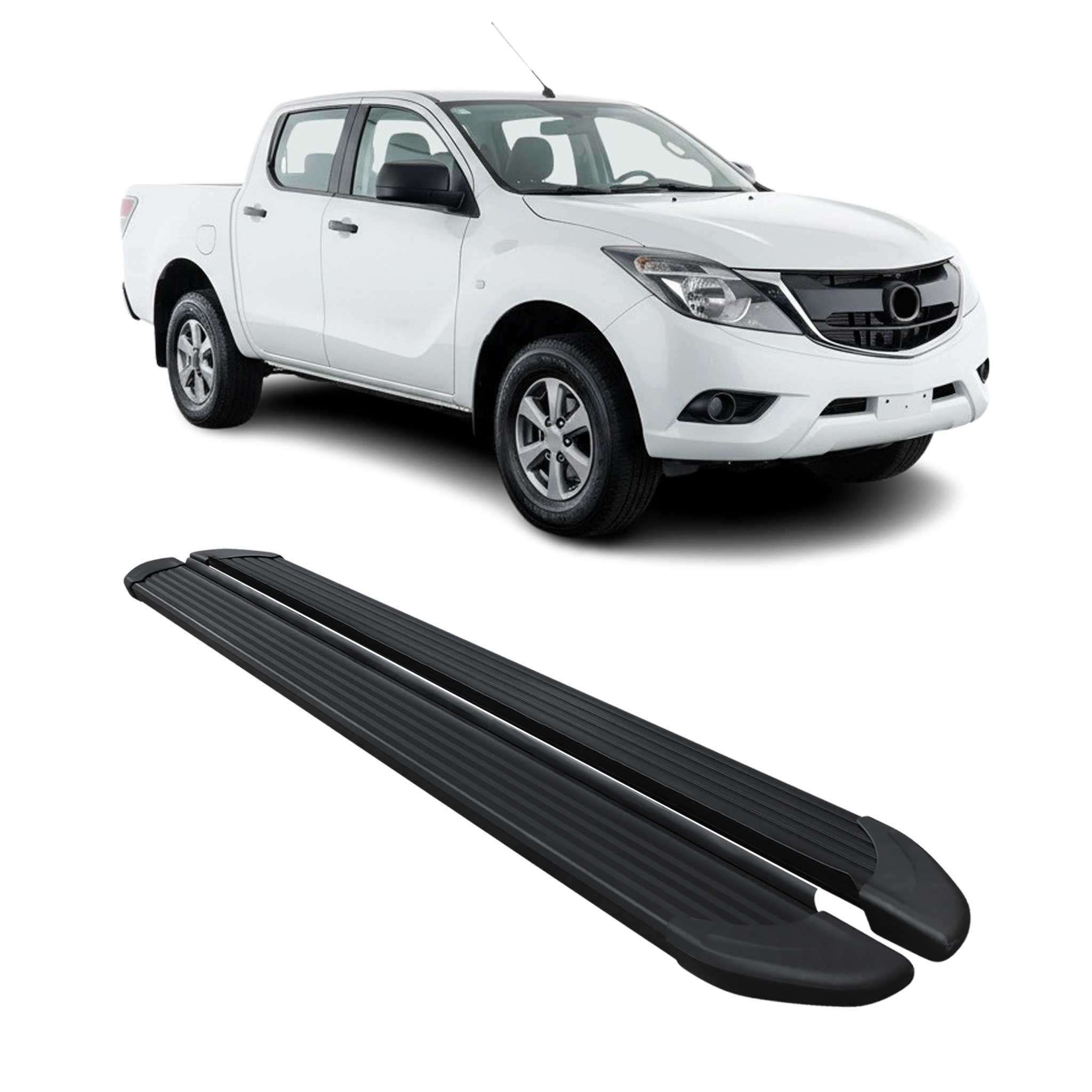 Marchepieds Latéraux pédale pour Mazda BT-50 Double Cab 2012-2020 Noir Alu 2Pcs