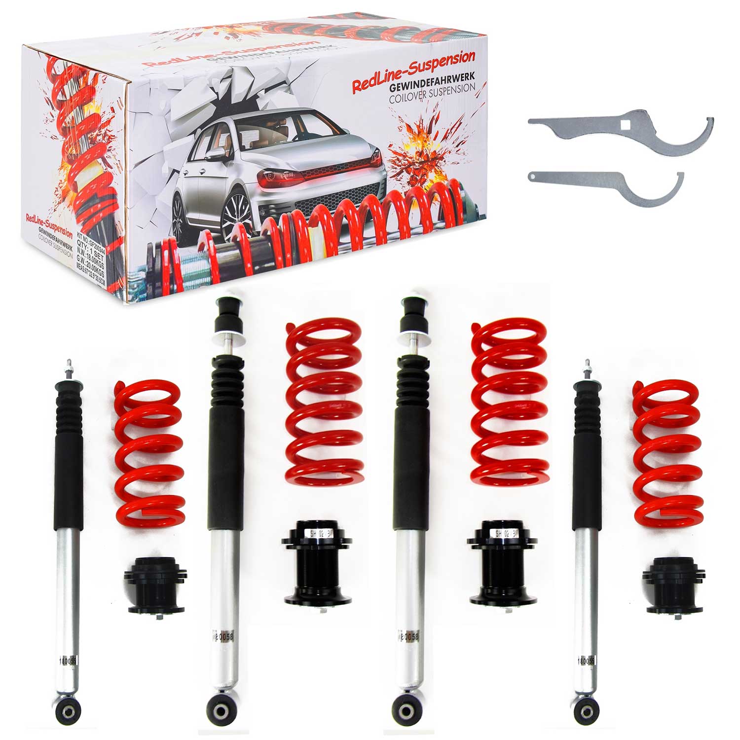 Kit Suspension + Amortisseurs pour Mercedes Classe C W202/CLK W208/Classe E W210