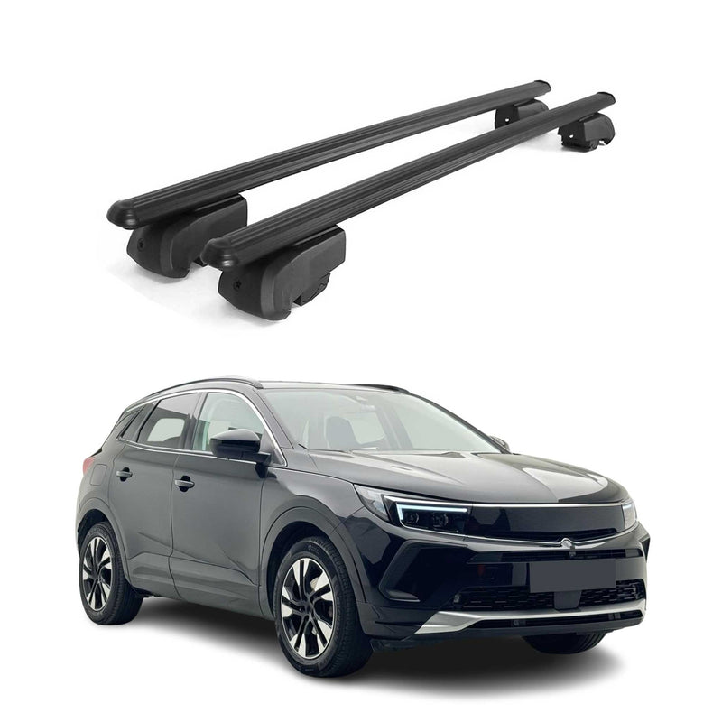 Barres de toit Transversales pour Opel Grandland 2021-2023 ABE Alu Noir 2x