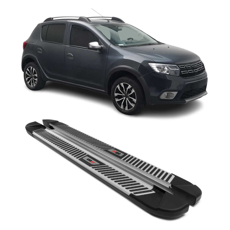 Marchepieds Latéraux pour Dacia Sandero Stepway 2013-2020 Aluminium Noir Gris 2x