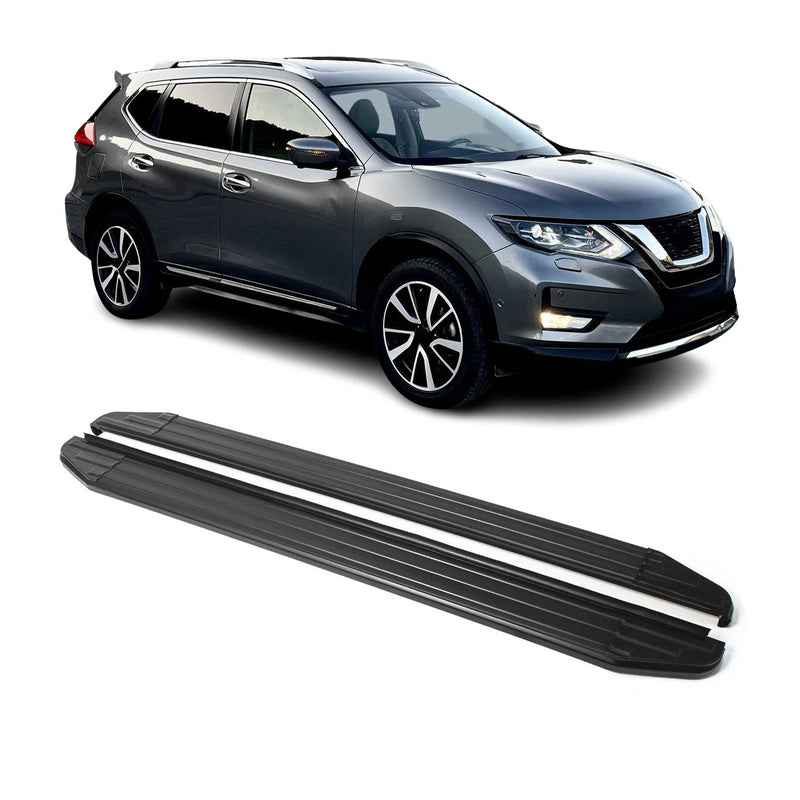 Marchepieds Latéraux pour Nissan X-Trail 2015-2018 Aluminium Noir 2Pcs