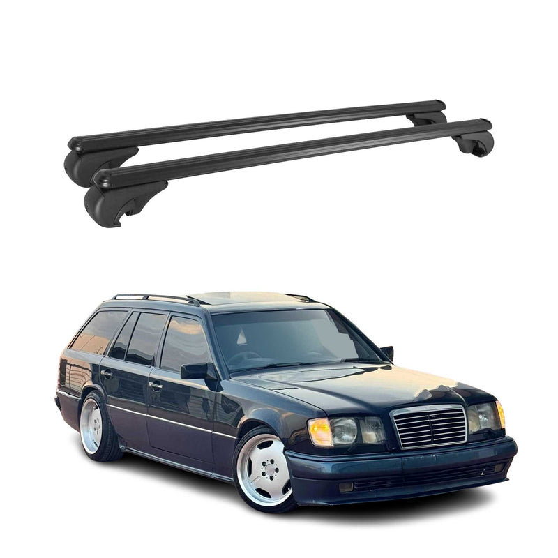 Barres de toit Transversales pour Mercedes Classe E S124 1985-1995 Alu Noir