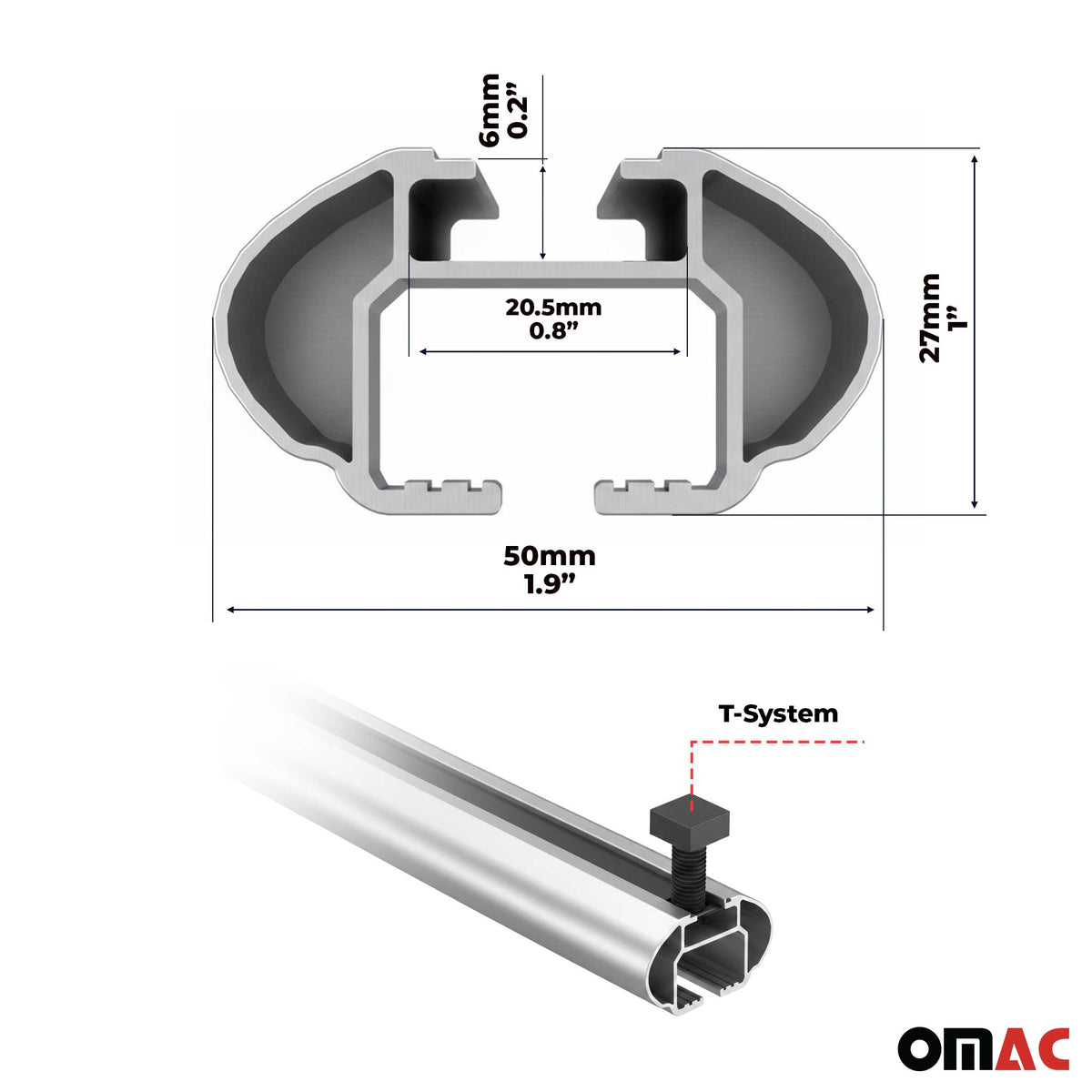 Barres de toit transversales Alu pour DR 3 2018-2026 TÜV 75 kg Gris 2Pcs