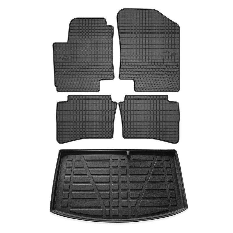 Kit Tapis de sol et coffre pour Hyundai i20 2008-2014 HB TPE Noir