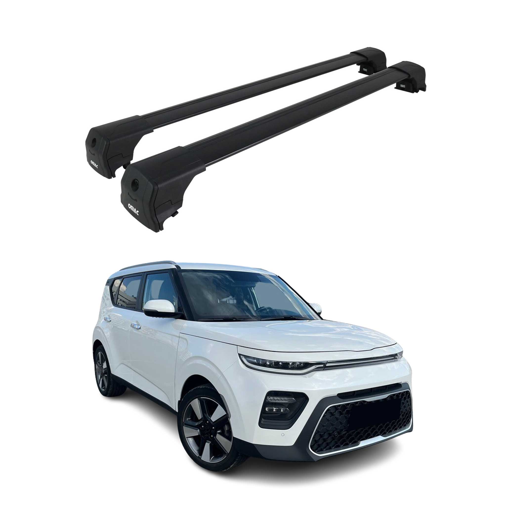 Barres De Toit Transversales pour Kia Soul X-Line 2019-2025 Alu Noir ABE