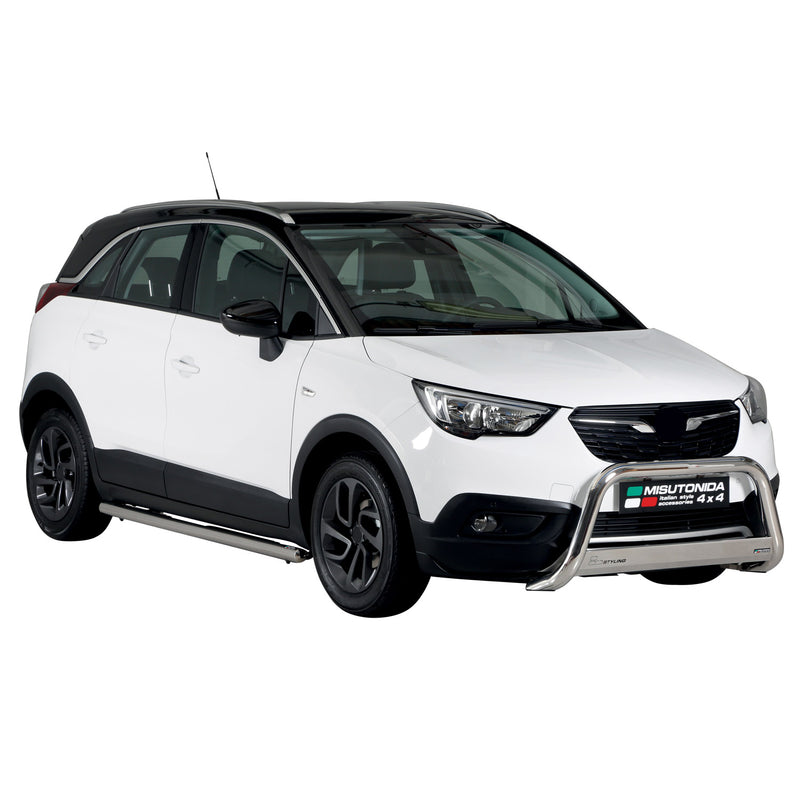 Pare-buffle Avant pour Opel Crossland X 2017-2025 63mm en Acier Inoxy Argent