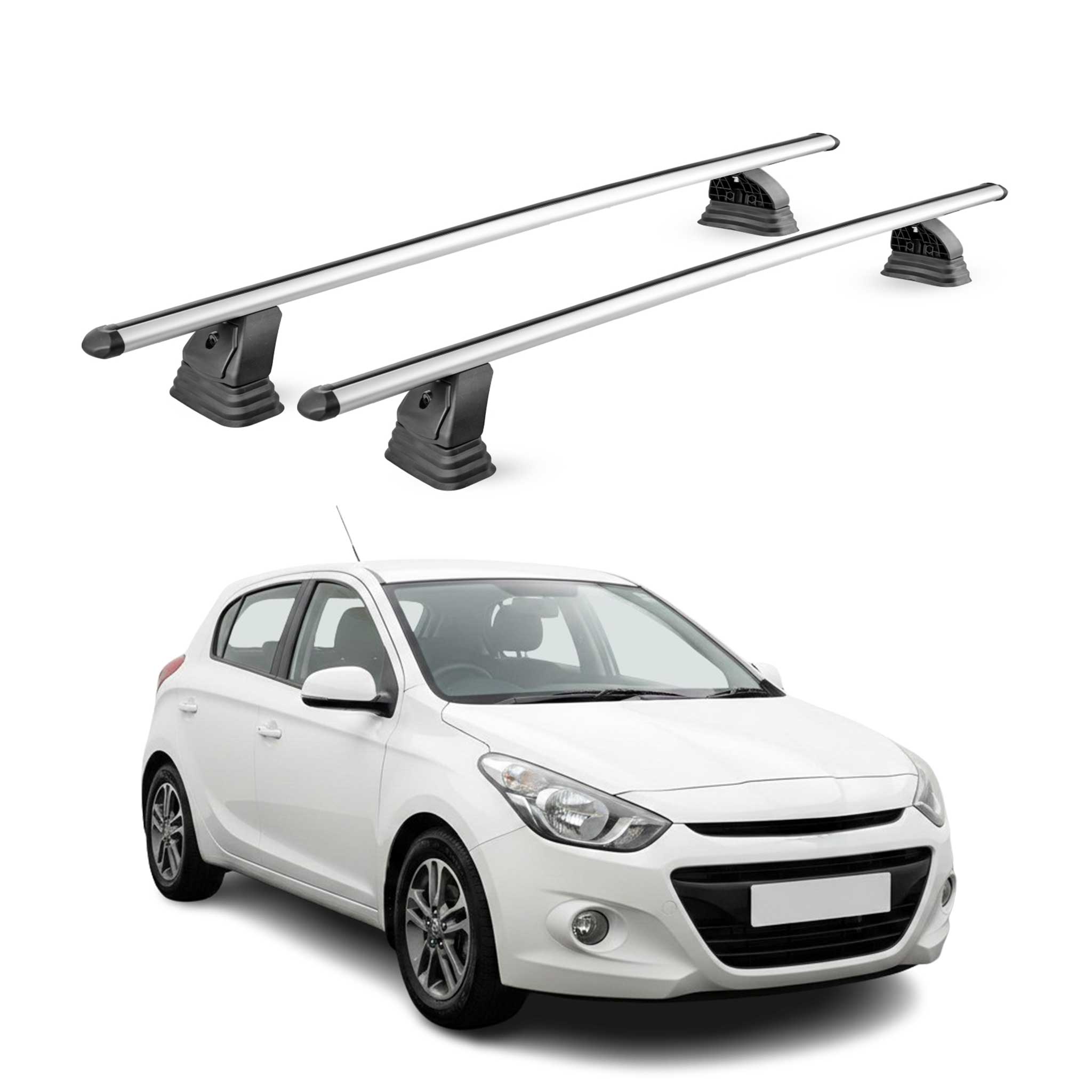 Barres de toit transversales Alu pour Hyundai i20 II 2014-2020 5Portes Gris 2Pcs
