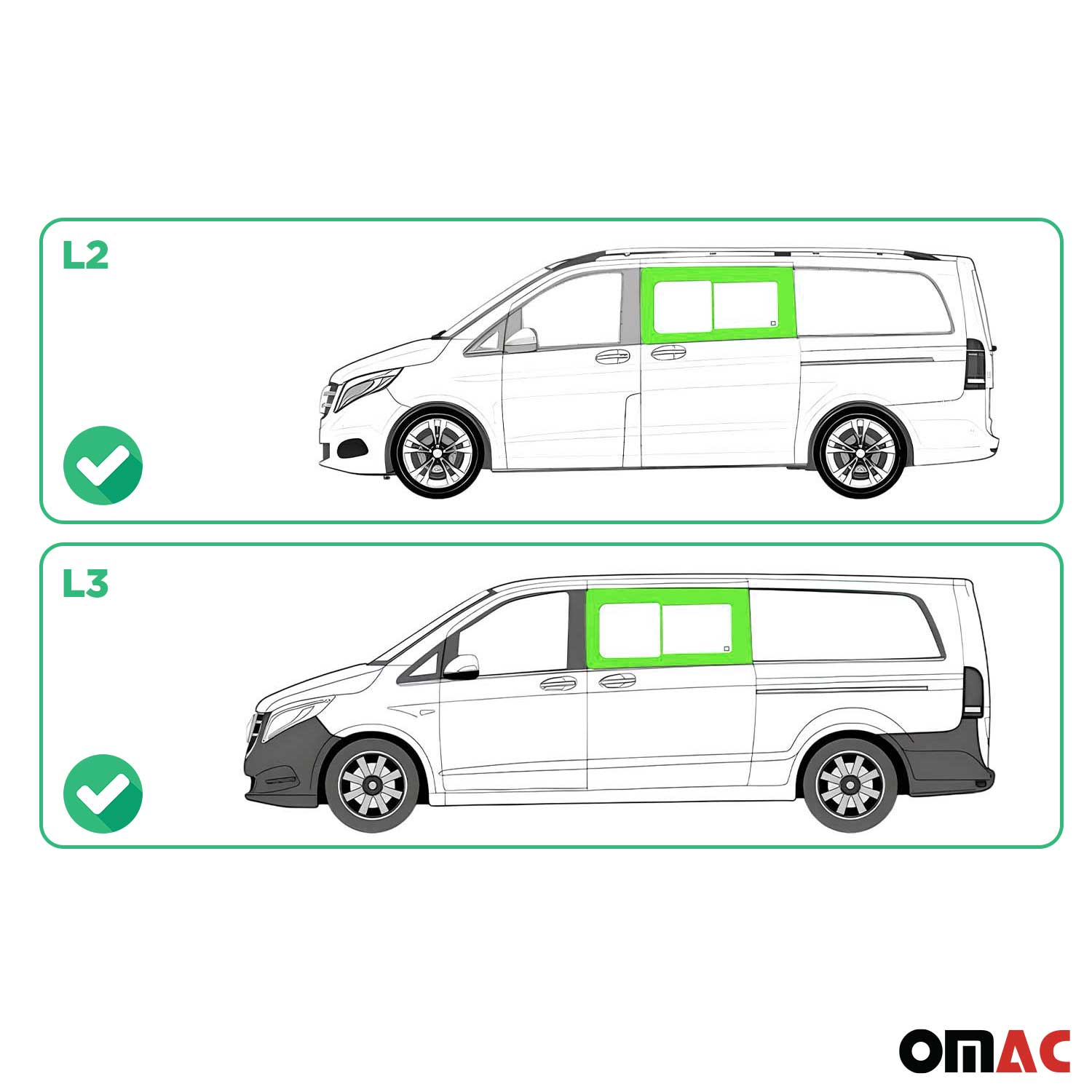 Vitre de Porte pour Mercedes Vito W447 2014-2026 L2 L3 Avant Gauche Coulissante