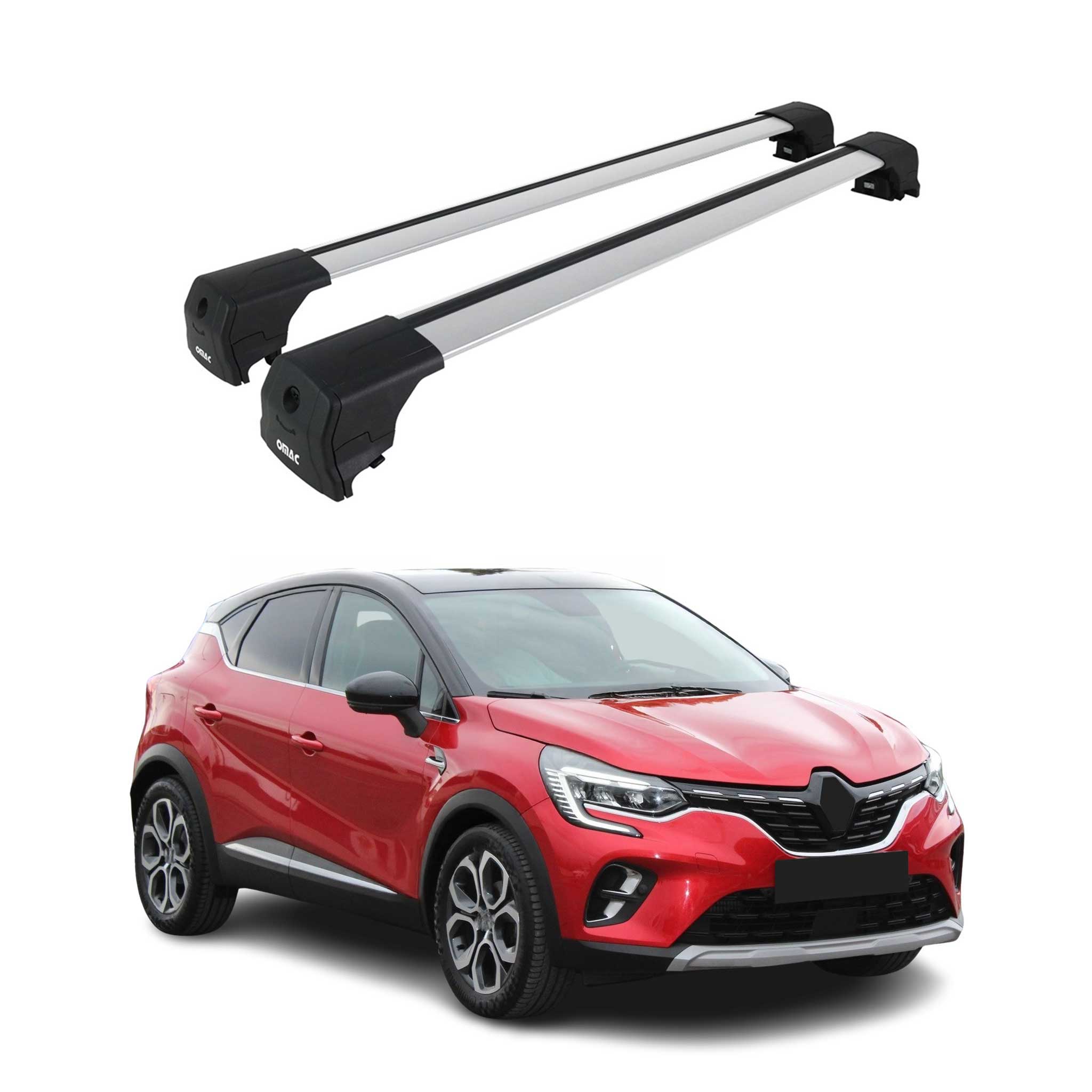 Barres De Toit Transversales pour Renault Captur II 2019-2026 Aluminium Gris 2x