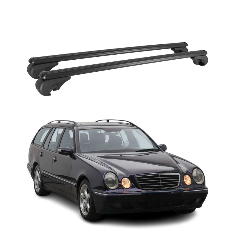 Barres de toit Transversales pour Mercedes Classe E S210 1996-2003 Alu Noir