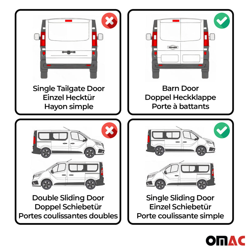 Rideaux de fenêtre pour VW Multivan Caravelle V 2003-2015 empattement moyen noir