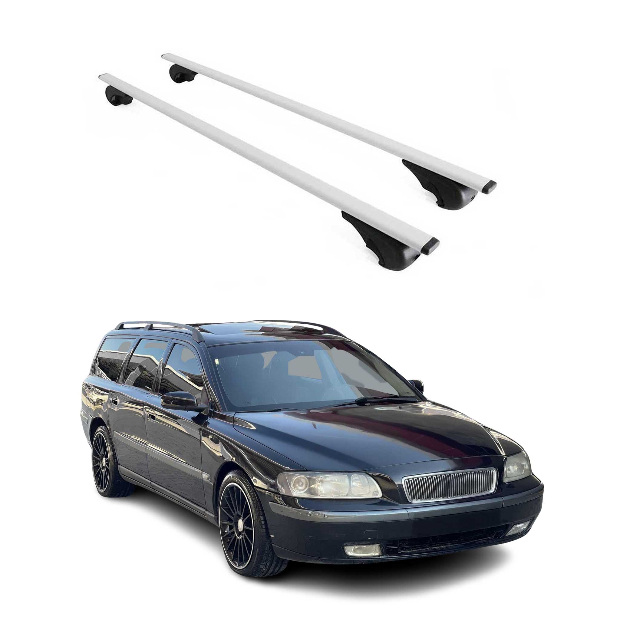 Barres de toit Transversales pour Volvo V70 Break 2000-2007 Fer Argent