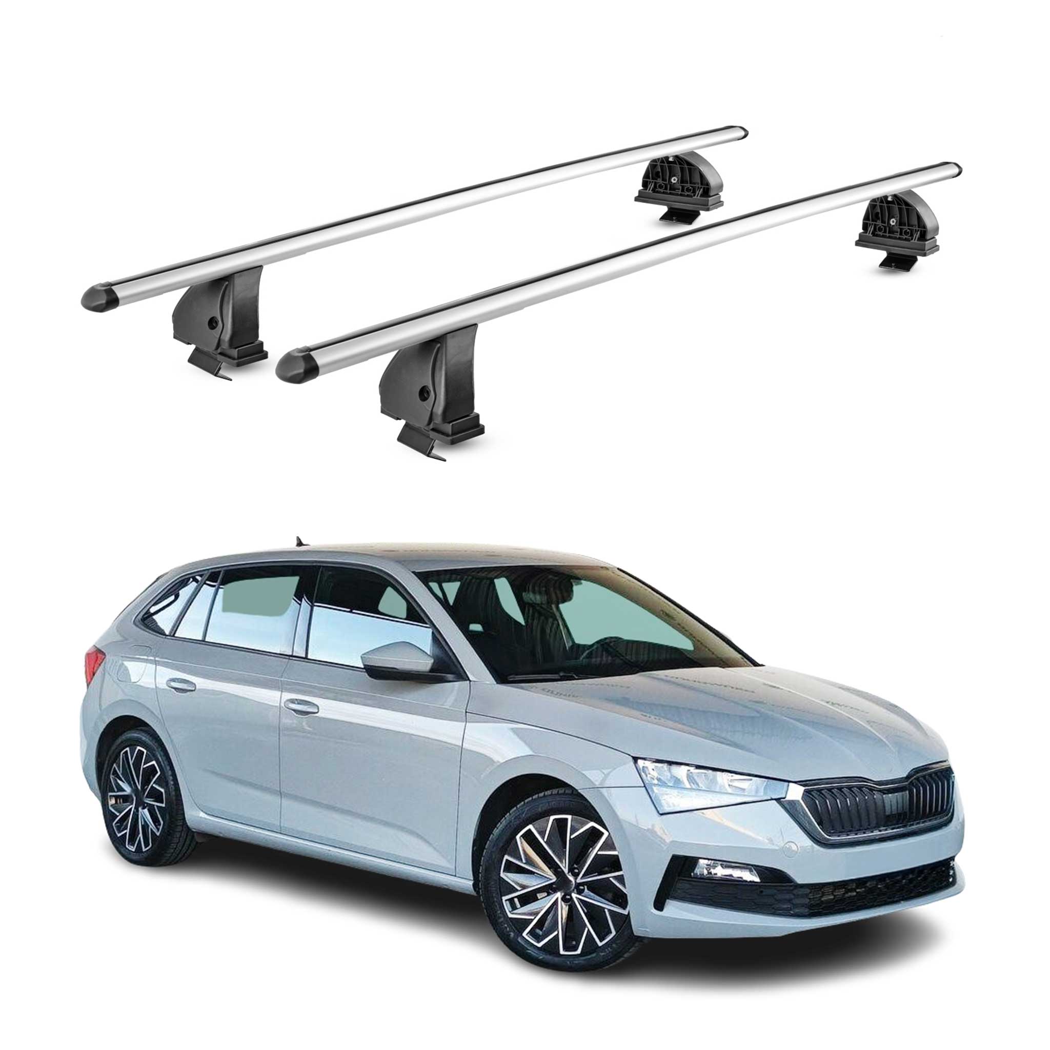 Barres de toit transversales Alu pour Skoda Scala 2019-2026 TÜV 75 kg Gris 2Pcs