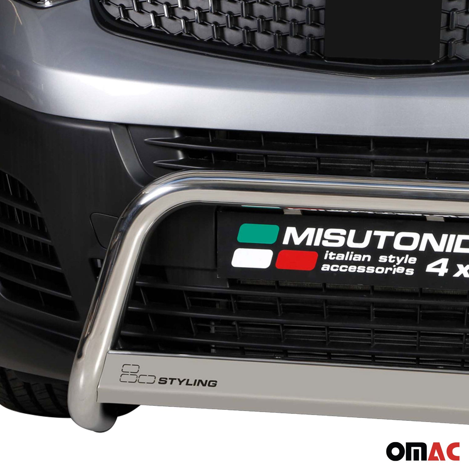 Pare-buffle Avant pour Fiat Scudo 2022-2026 63mm en Acier Inoxydable Argent