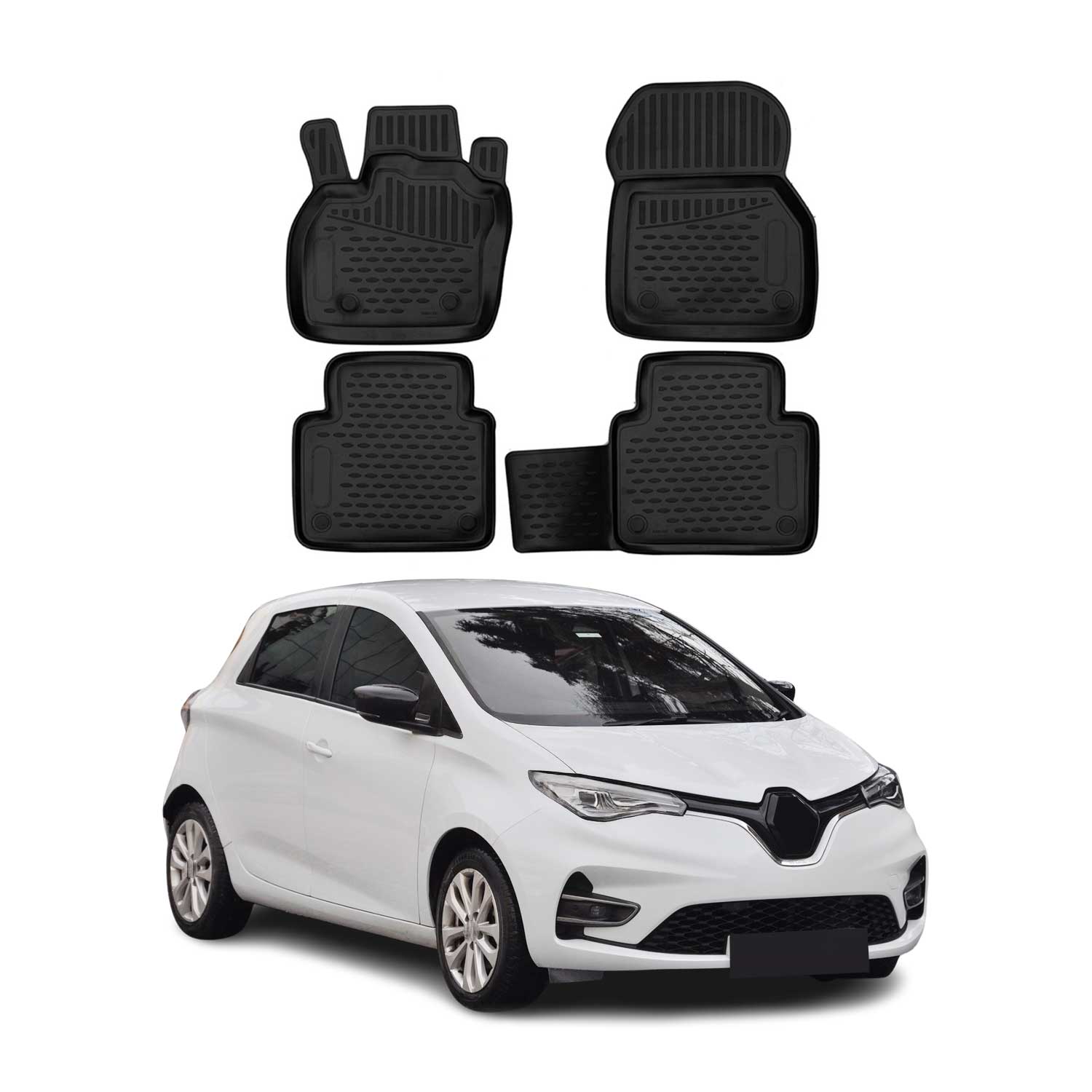 OMAC Tapis de sol pour Renault Zoe 2019-2024 sur mesure en caoutchouc Noir