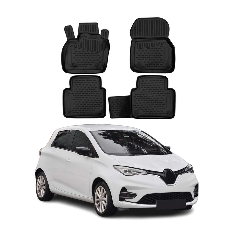 OMAC Tapis de sol pour Renault Zoe 2019-2025 sur mesure en caoutchouc Noir