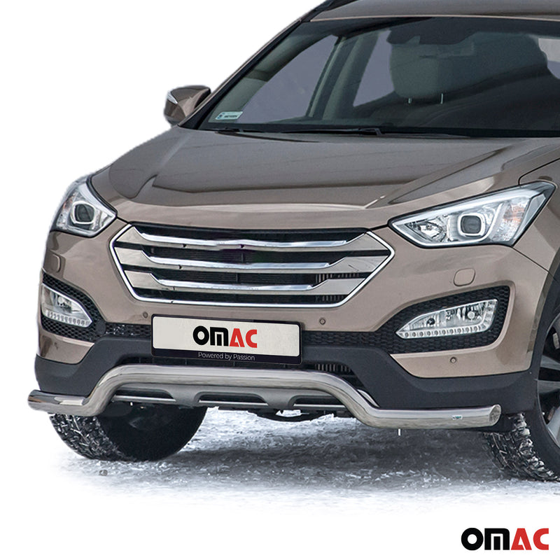 Pare-Buffle Avant Pour Hyundai Santa Fe 2012-2018 Acier Argent