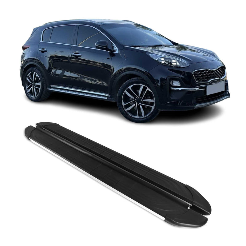 Marchepieds Latéraux pour Kia Sportage 4 2016-2021 Aluminium Gris Noir 2Pcs