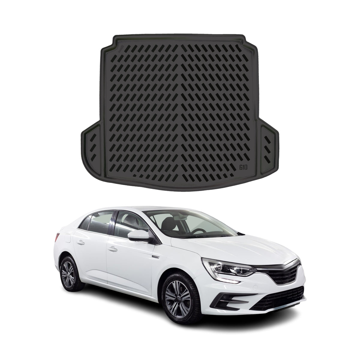Tapis de coffre pour Renault Megane 4 2016-2027 Noir 3D en TPE