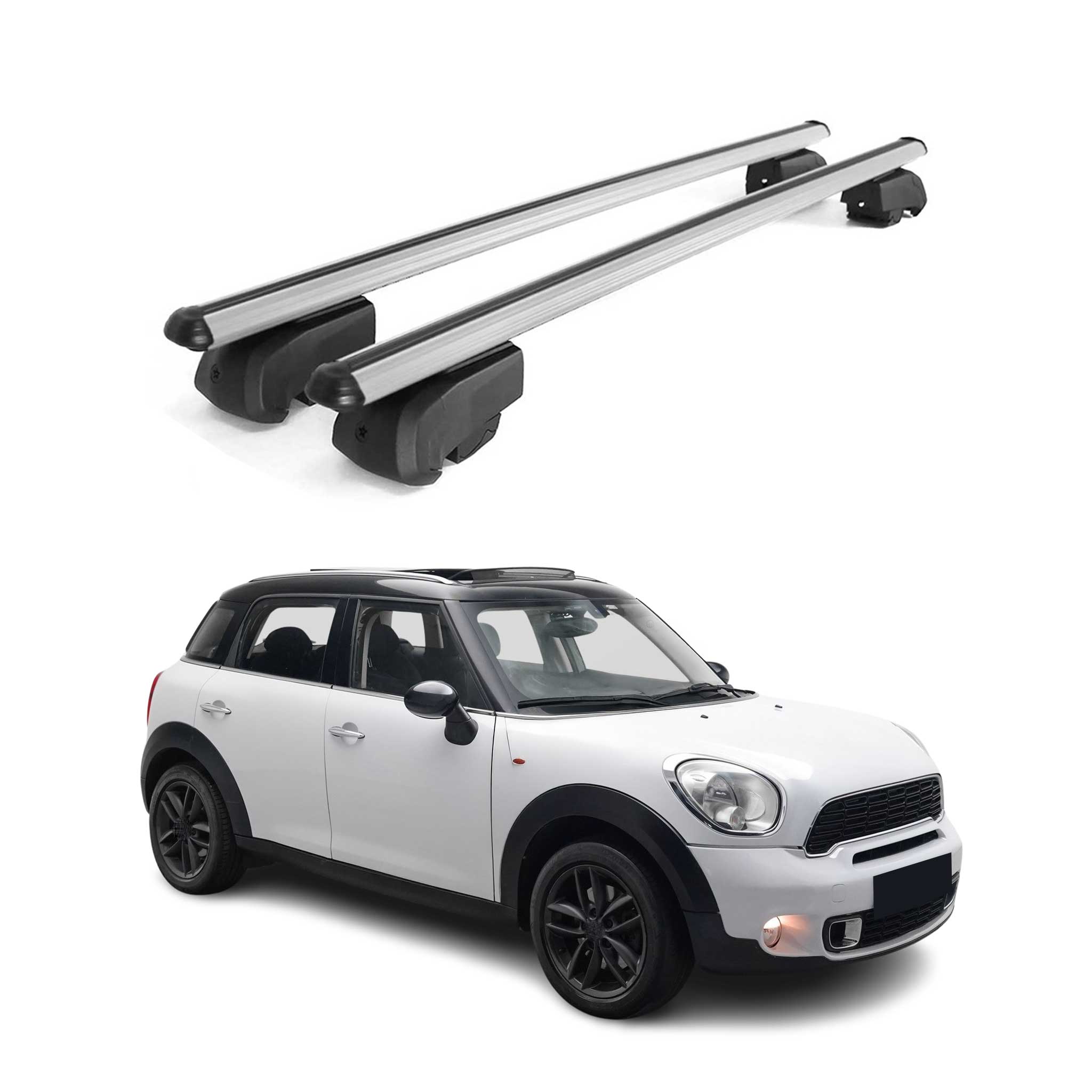 Barres de toit Transversales pour Mini Countryman 2010-2016 ABE Alu Gris