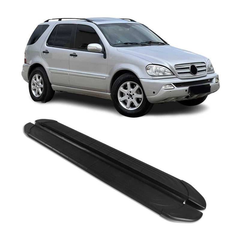 Marchepieds Latéraux pour Mercedes Classe M W163 1998-2005 2Pcs Alu Noir