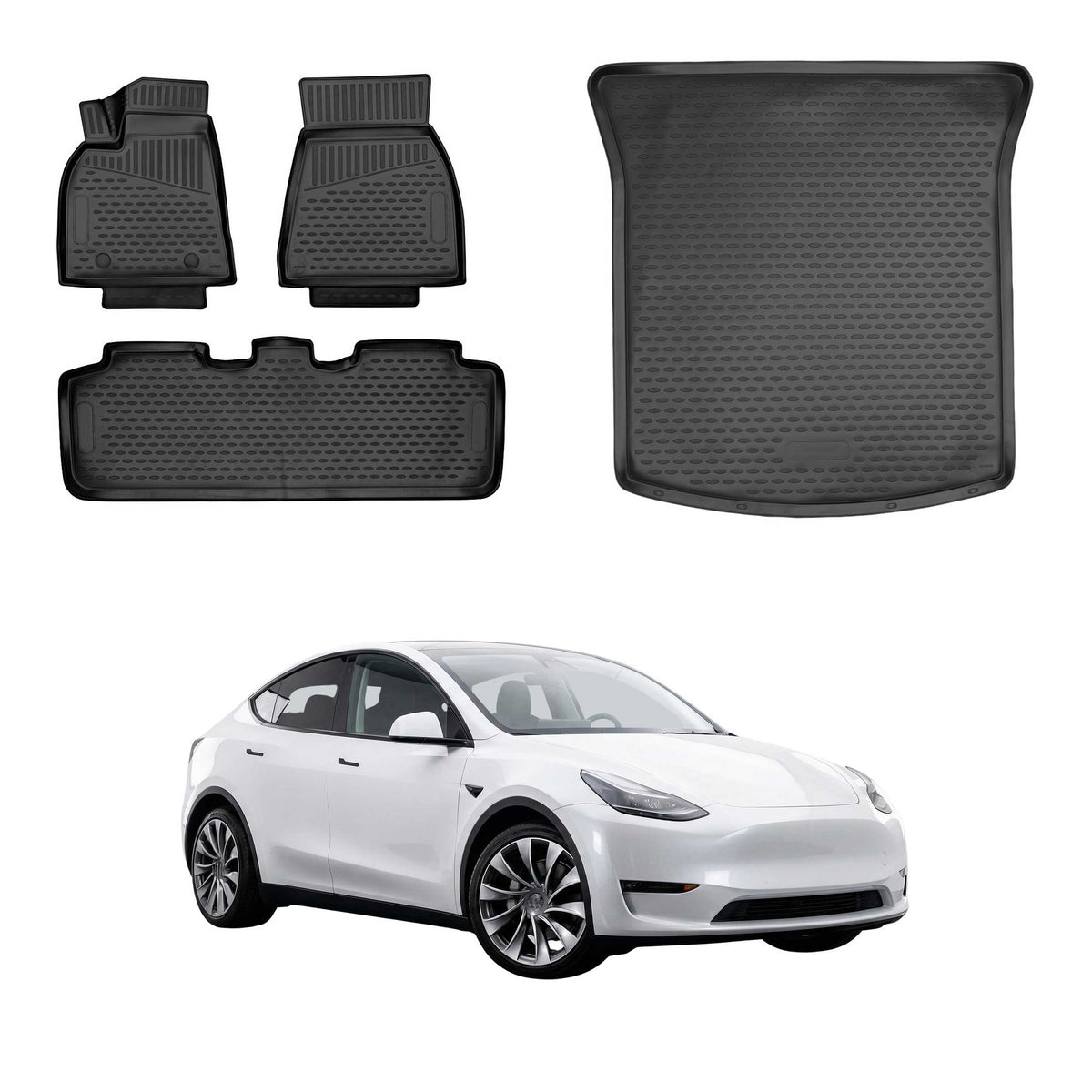 OMAC Kit Tapis de Sol et Coffre pour Tesla Model Y 2021-2024 Noir