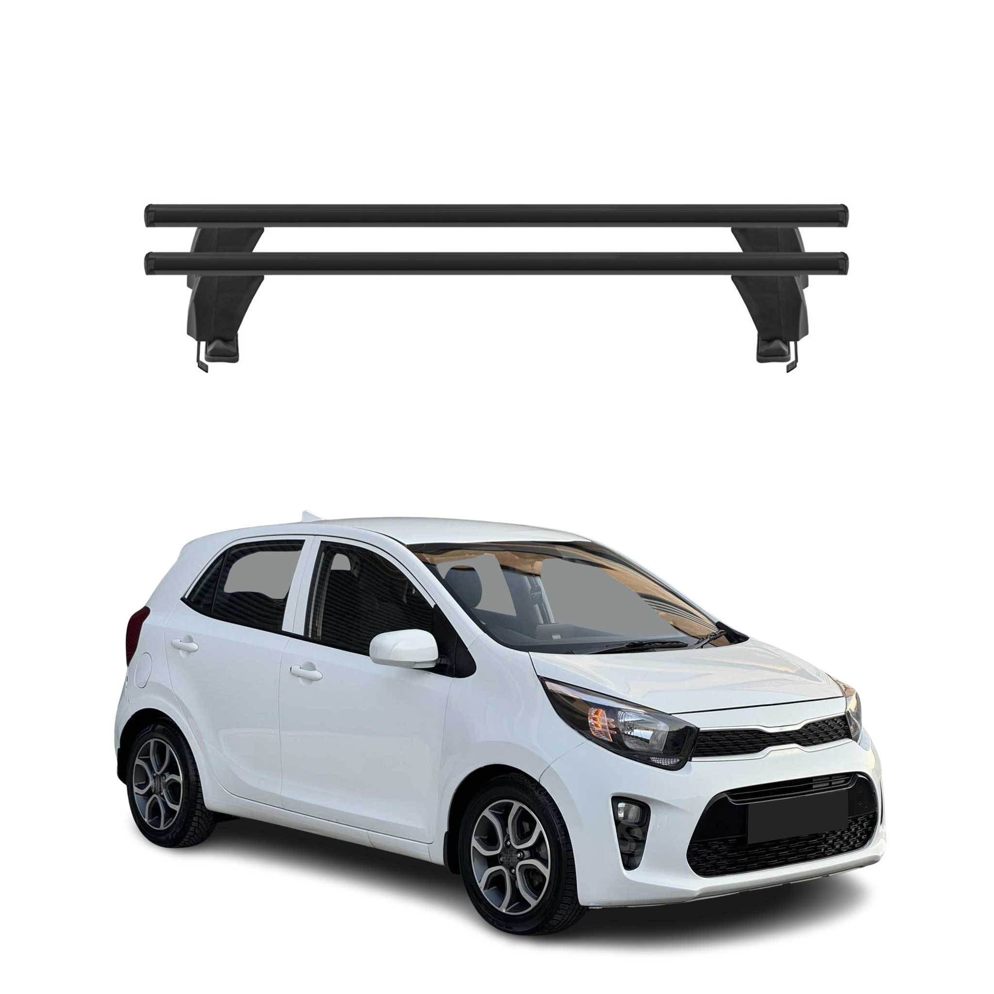 Menabo Barres de toit Transversales pour Kia Picanto 2017-2020 Noir ABE 2x