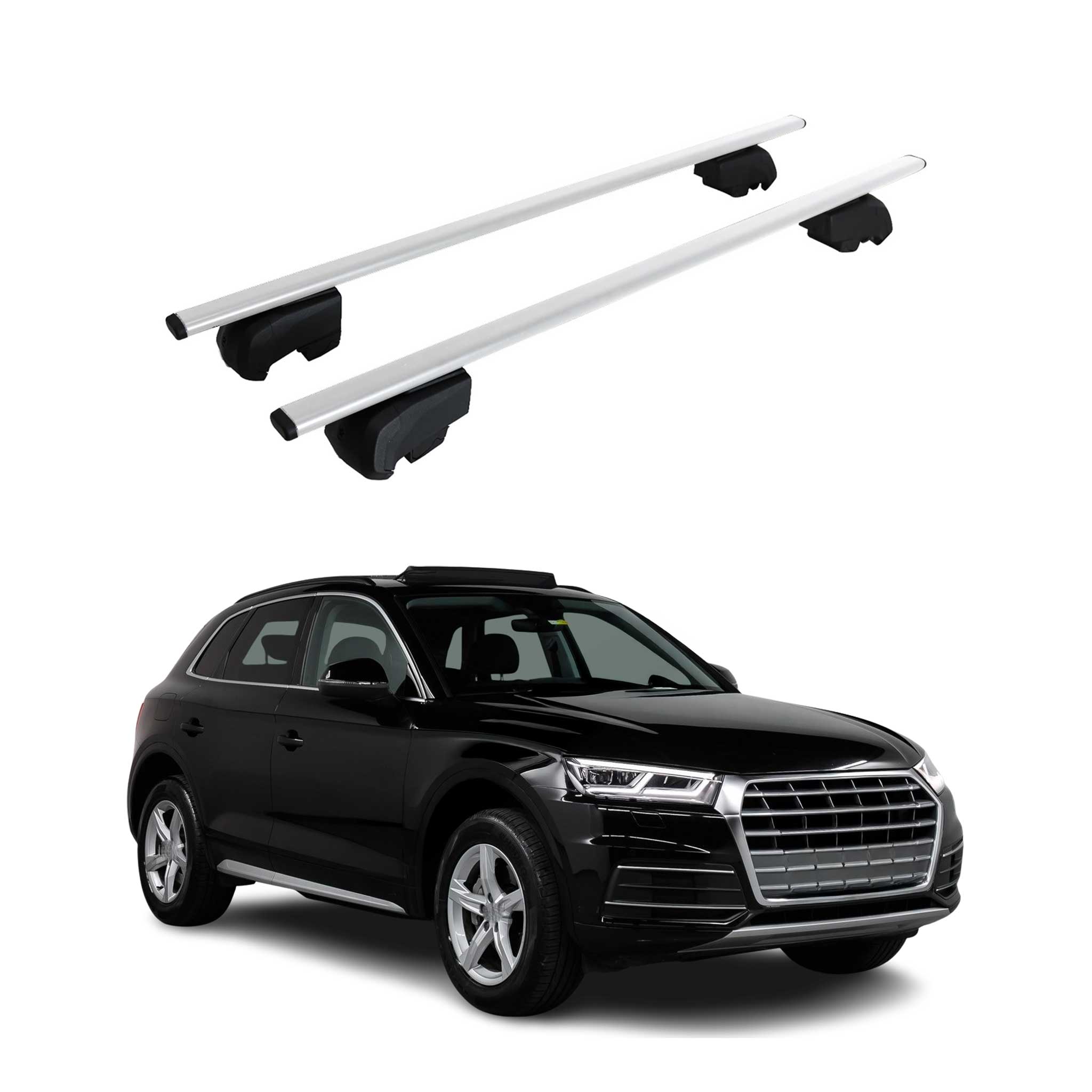 Barres de toit Transversales pour Audi Q5 2017-2025 ABE Fer Gris 2x
