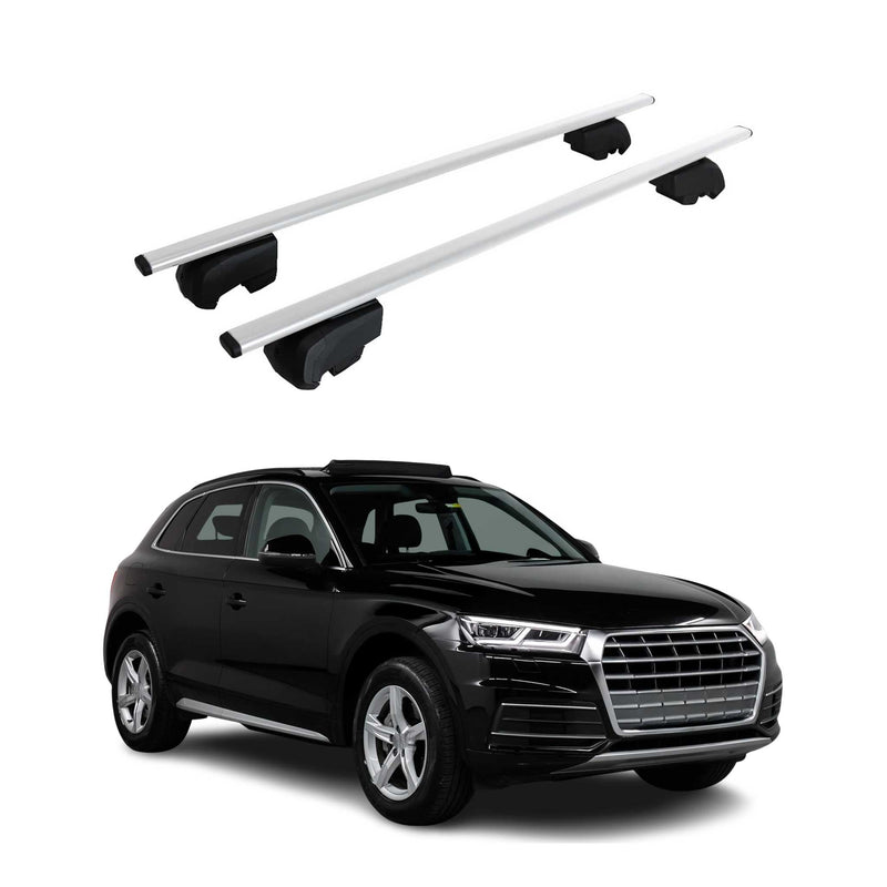 Barres de toit Transversales pour Audi Q5 2017-2024 ABE Fer Gris 2x