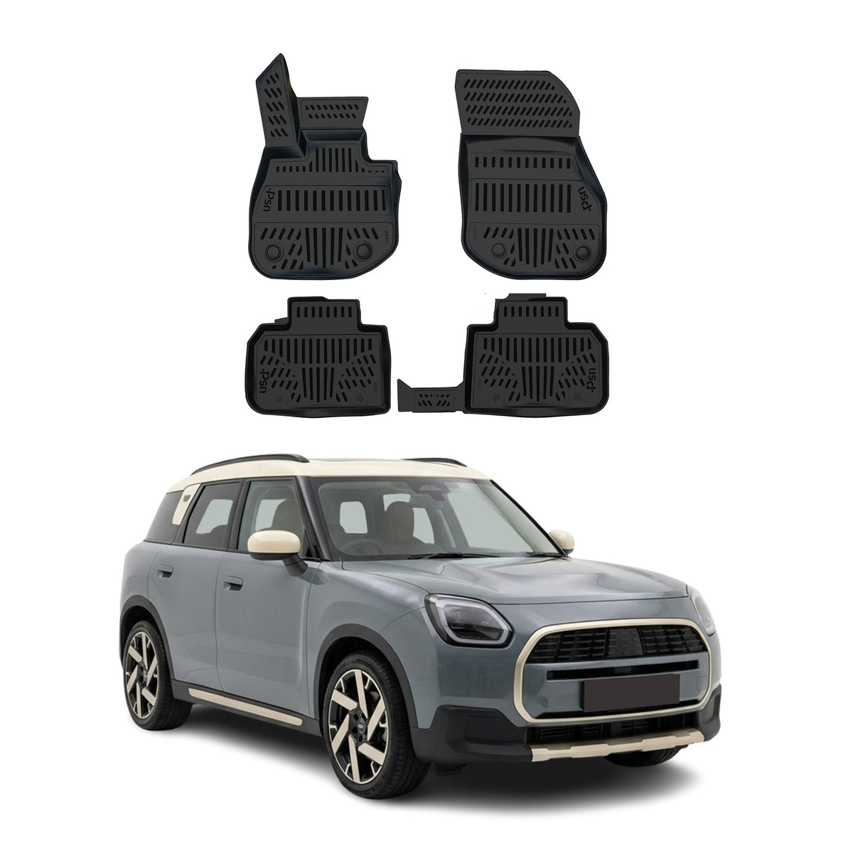 Tapis de sol pour MINI Countryman U25 2024-2027 EV/SE Noir 3D en TPE 4Pcs